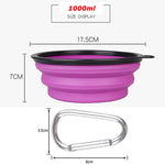 1000ml Large Collapsible Dog Pet Folding Silicone Bowl