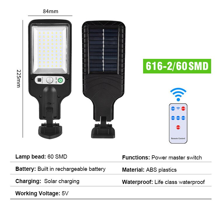 LED Solar Street Light 3 Mode PIR Motion Sensor Induction Wall Lamp