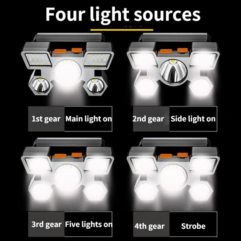 Rechargeable Portable 5 LED Headlight Strong Light