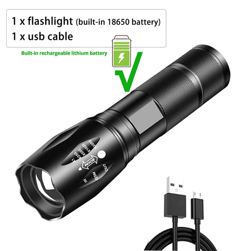 USB Rechargeable LED Flashlight Powerful lamp