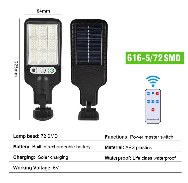 LED Solar Street Light 3 Mode PIR Motion Sensor Induction Wall Lamp