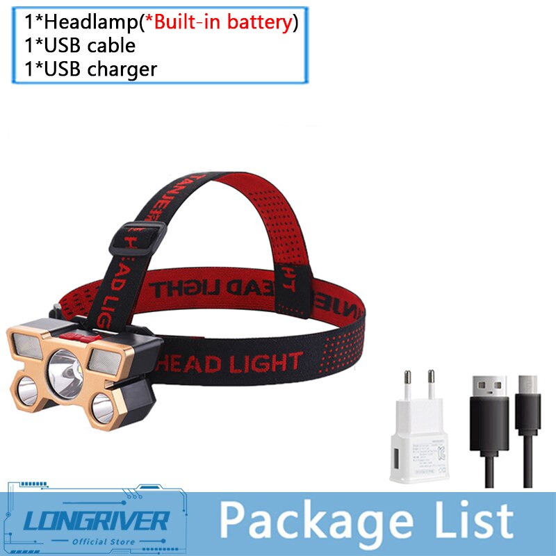 Rechargeable Portable 5 LED Headlight Strong Light