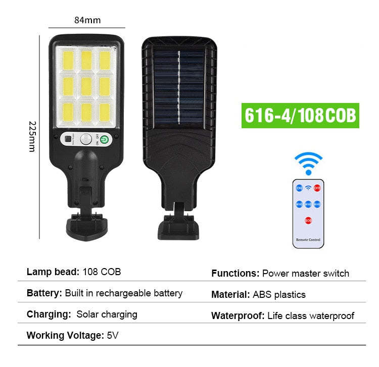 LED Solar Street Light 3 Mode PIR Motion Sensor Induction Wall Lamp