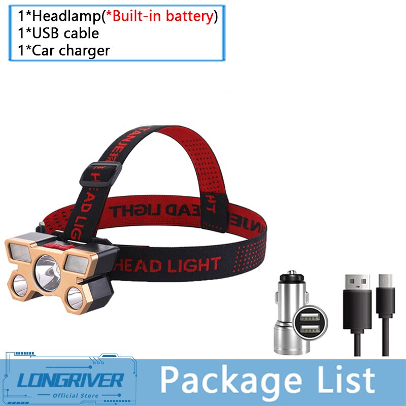 Rechargeable Portable 5 LED Headlight Strong Light