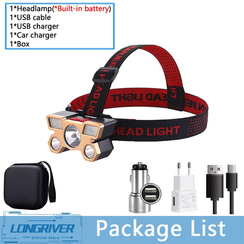 Rechargeable Portable 5 LED Headlight Strong Light