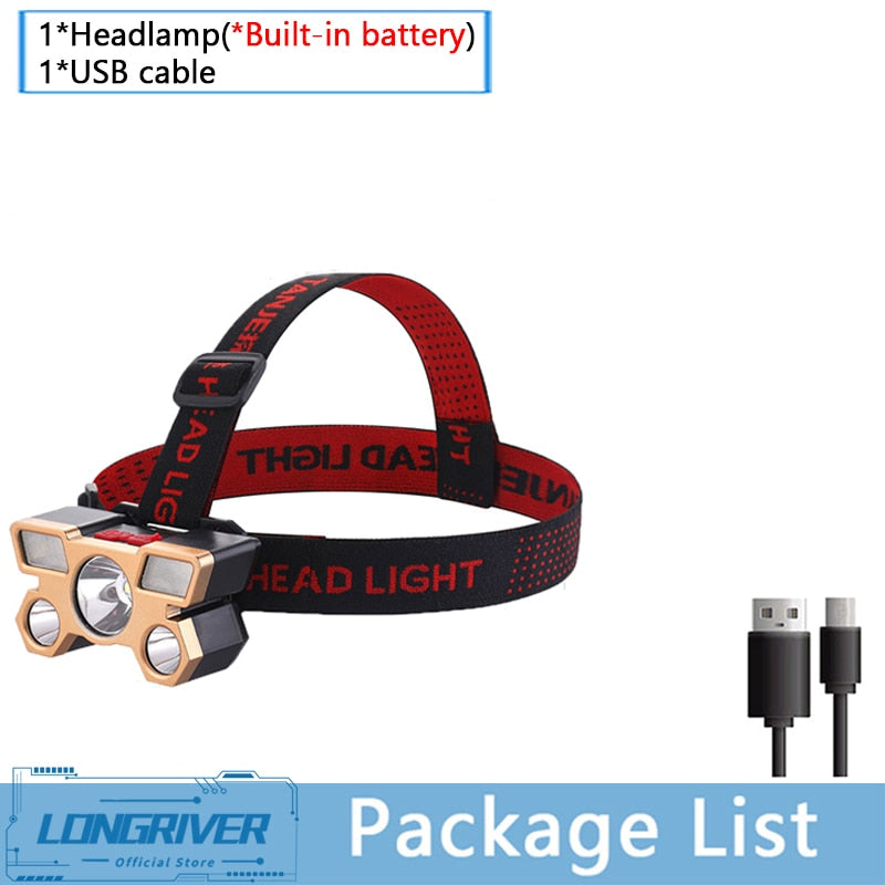 Rechargeable Portable 5 LED Headlight Strong Light