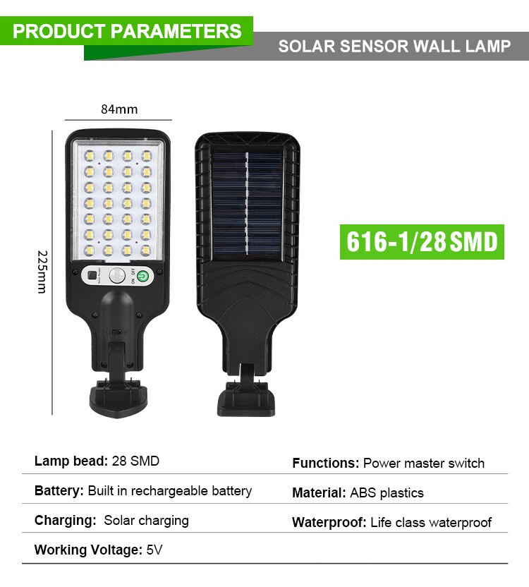 LED Solar Street Light 3 Mode PIR Motion Sensor Induction Wall Lamp