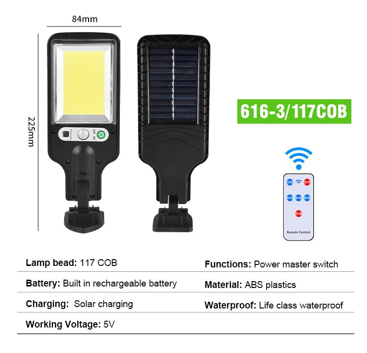 LED Solar Street Light 3 Mode PIR Motion Sensor Induction Wall Lamp